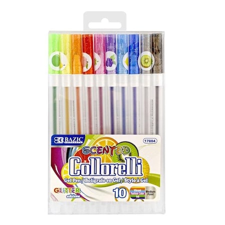 Bazic Products Bazic Products 17084 Scented Glitter Color Collorelli Gel Pen - Pack of 10 17084